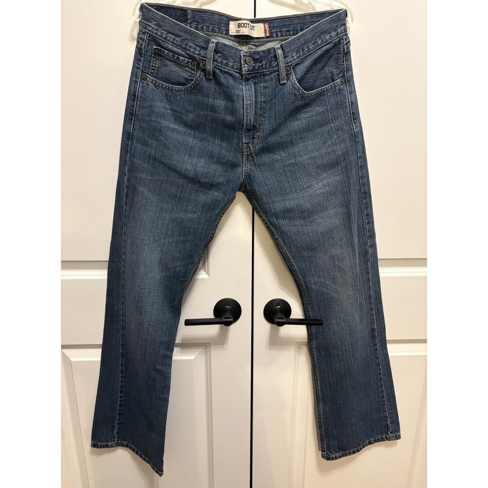 Levis 527 Slim Bootcut Mens Jeans 33x30 Dark Wash Blue Denim Regular Fit
